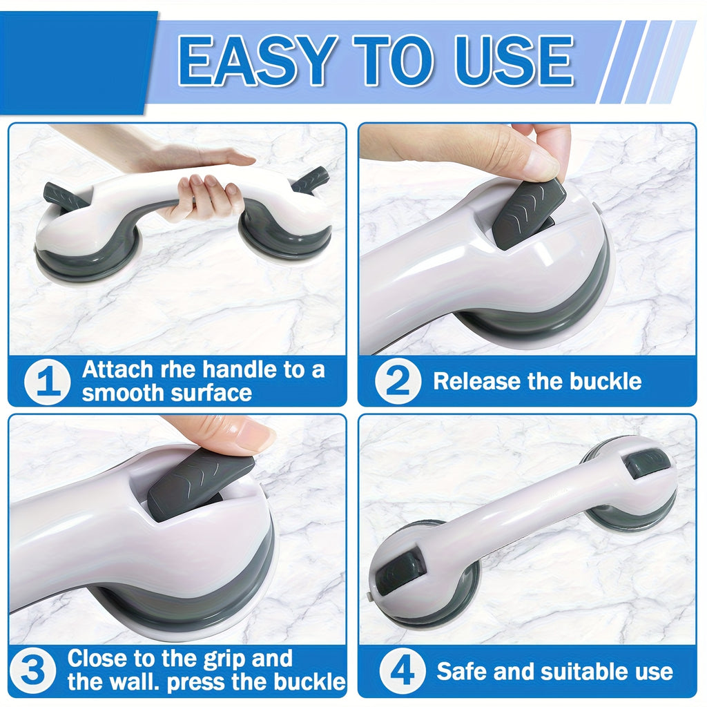 2pcs Bathroom Safety Grab Bar Set, Non-Slip Handle, Durable Plastic Construction, Sturdy And Stable, Strong Suction Cup Design, Bathroom Accessory, Ideal for Seniors, Individuals with Disabilities, Glass, Tile, And Marble Surfaces