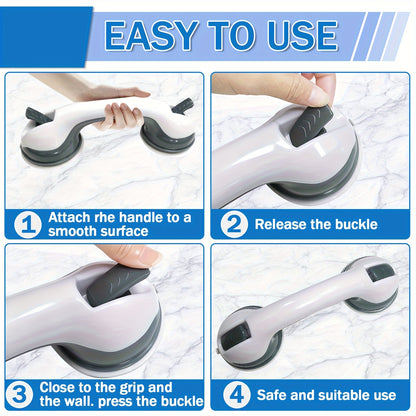 Bathroom Safety Grab Bar Set 2pcs – Non-Slip Suction Cup Handle, Durable Plastic, for Seniors & Individuals with Disabilities, Works on Glass, Tile & Marble | ShopVora CA