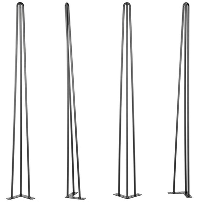 Hairpin Table Legs Set of 4 – Carbon Steel 3-Rod Design, 220 lbs Each, 16–40 Inch – Heavy Duty DIY Furniture Legs for Desk, Bench, Dining Table & Chairs – Black Powder Coat