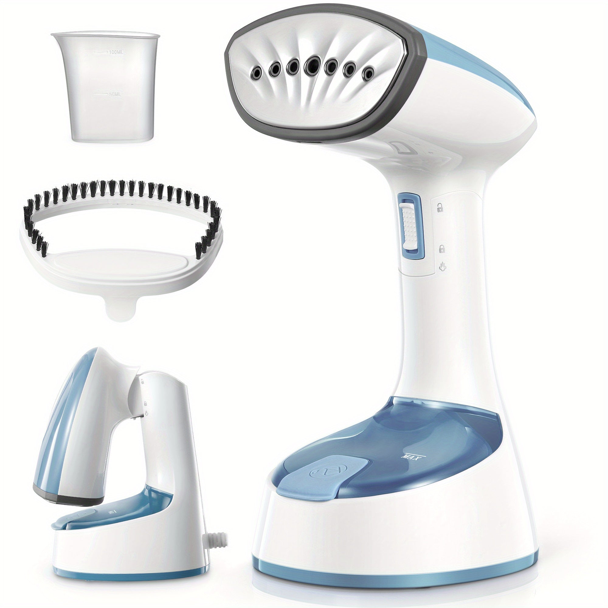 Folding Handheld Clothes Steamer, 1200W 20G/Min Strong Steam Output, 25-Sec Fast Heat-Up with Brush Head, Garment Wrinkle Remover for Home Office and Travel, Blue Gray Aqua Pinkish-Purple Green