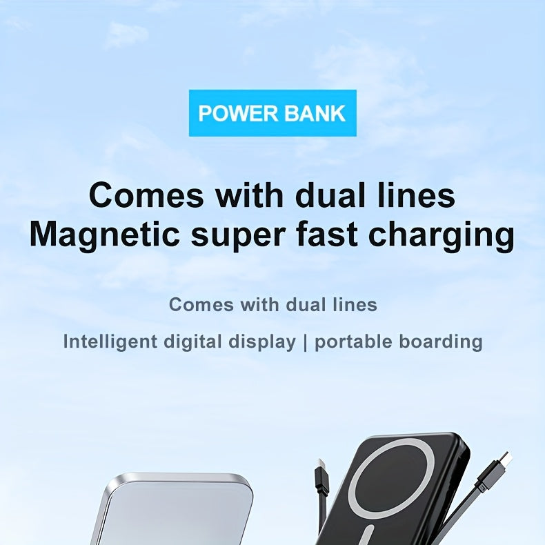 10000mAh Magnetic Fast Charging Power Bank with Digital Screen, Built-in 2 Charging Cables, USB Portable Mobile Phone Power Bank Can Charge 5 Devices At The Same Time, with Bracket, Compatible with iPhone 15/15 Plus/15 Pro/15 Pro Max/iPad