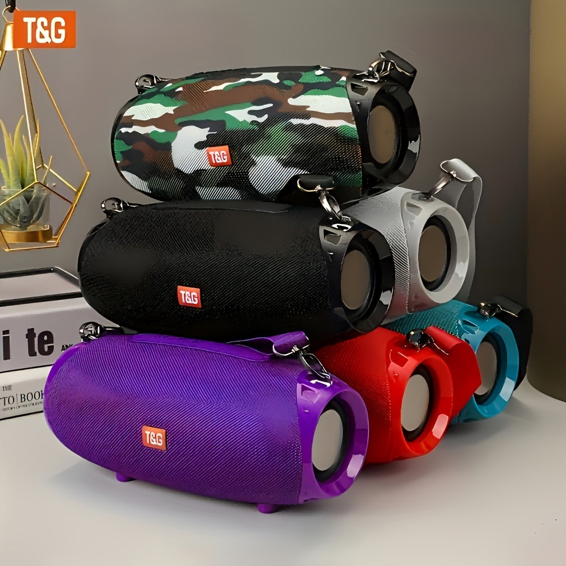 T&G534 Portable Wireless Speaker Is Equipped with Dual Built-in Speakers And Supports TWS Dual Stereo Connection. It Is Rated IPX4 for High Quality, Provides Up to 393.7 inch Of Wireless Connectivity, Supports FM/USB/TF Card Playback, And Has