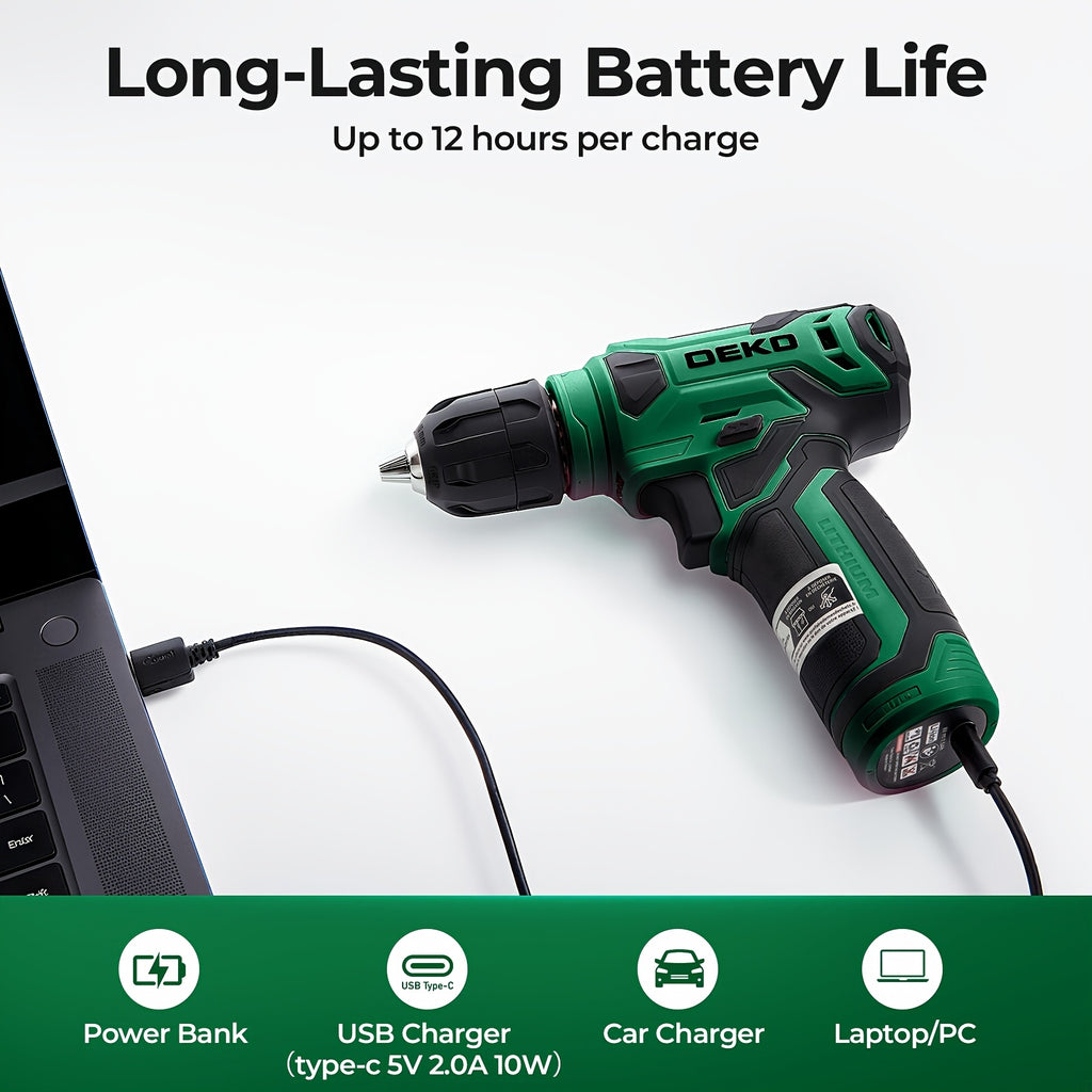 128pcs Household Tool Kit Set | with 8V Cordless Drill/Driver | 1.5Ah Rechargeable Battery | Portable | Power Tools Set | All-In-One Hand Tool Box | for Home Project, Garden, Camping, Office Maintenance | Craftsman'S Gift
