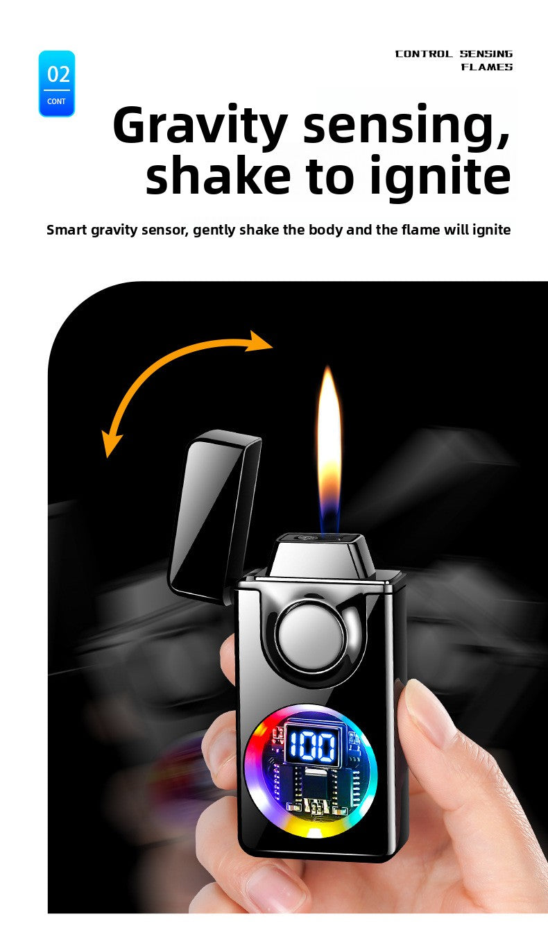 BNMQ 2025 Intelligent Voice Control Butane Lighter, 5 Ignition Modes, Visible Transparent Window, Portable Metal Flip Induction Lighter