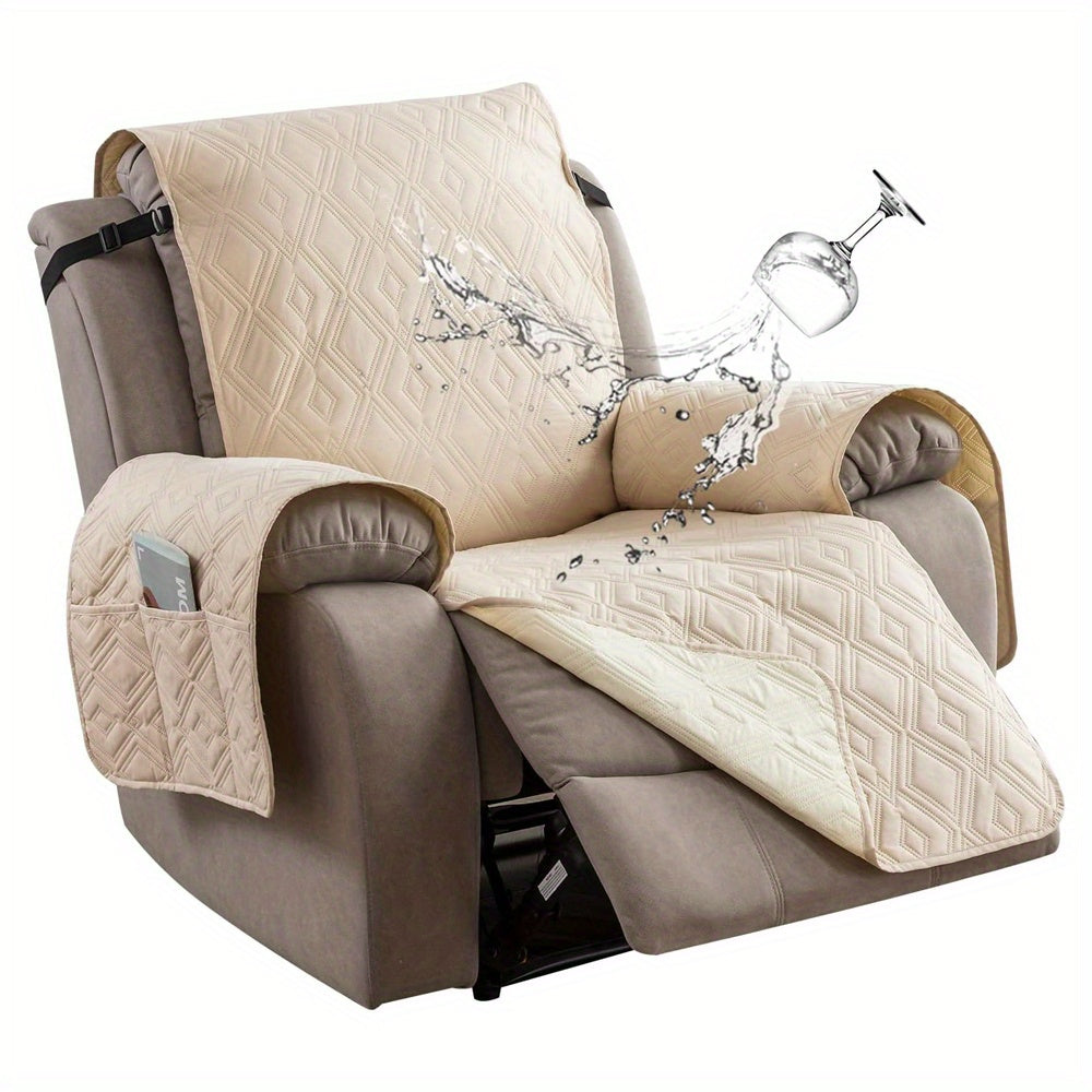 Non-Slip Recliner Chair Cover – Washable Single-Piece Furniture Protector with Side Pocket, Winter Insulation Slipcover for Recliner Chairs, Pet Hair & Scratch Protection, 8 Colours