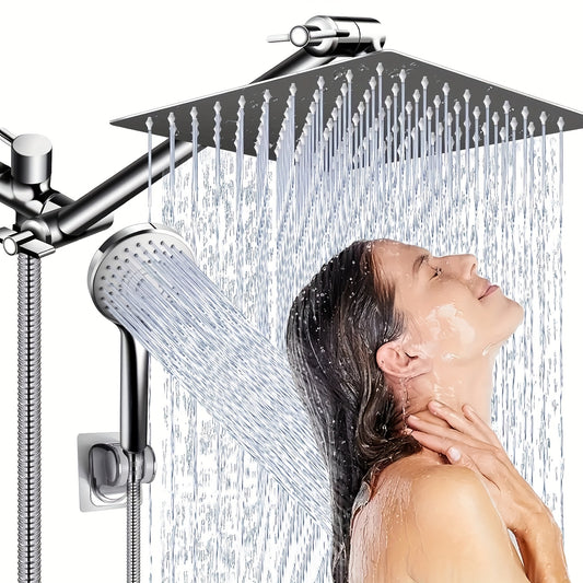 Modern Luxury Shower Head, 8/10 Inch Shower Head with Handheld Spray Combo And Adjustable Arm, High Pressure Rain Shower Head, Electroplated/Black Shower Showerhead, Handheld Showerhead, Contemporary Design