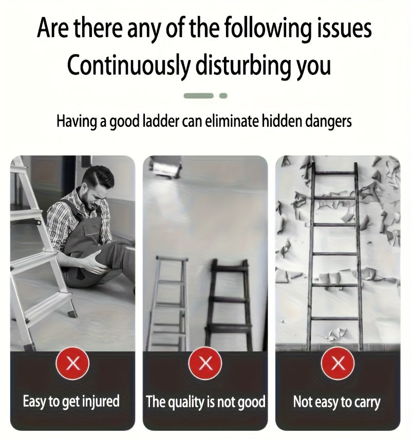 3/4/5 Heavy-duty Reinforced Foldable Ladder with A Maximum Load Capacity Of 450 Pounds, Foldable Step Ladder with A Tool Rack, Slip-resistant Steps, Sturdy Portable Steel Ladder with Handrails, Suitable for Both Home And Workplace Use, Red