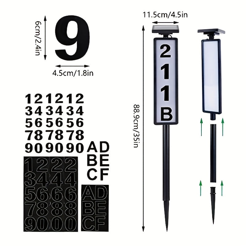 Solar LED House Address Number Door Sign Light Outdoor – Waterproof Digital Indicator Lamp for Villa Lawn Park Landscape Decor, Decorative Guide Light Gift
