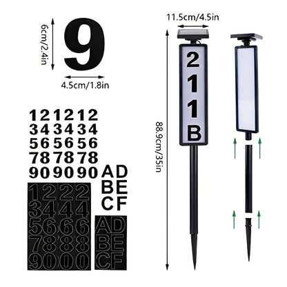 Solar LED House Address Number Door Sign Light Outdoor – Waterproof Digital Indicator Lamp for Villa Lawn Park Landscape Decor, Decorative Guide Light Gift