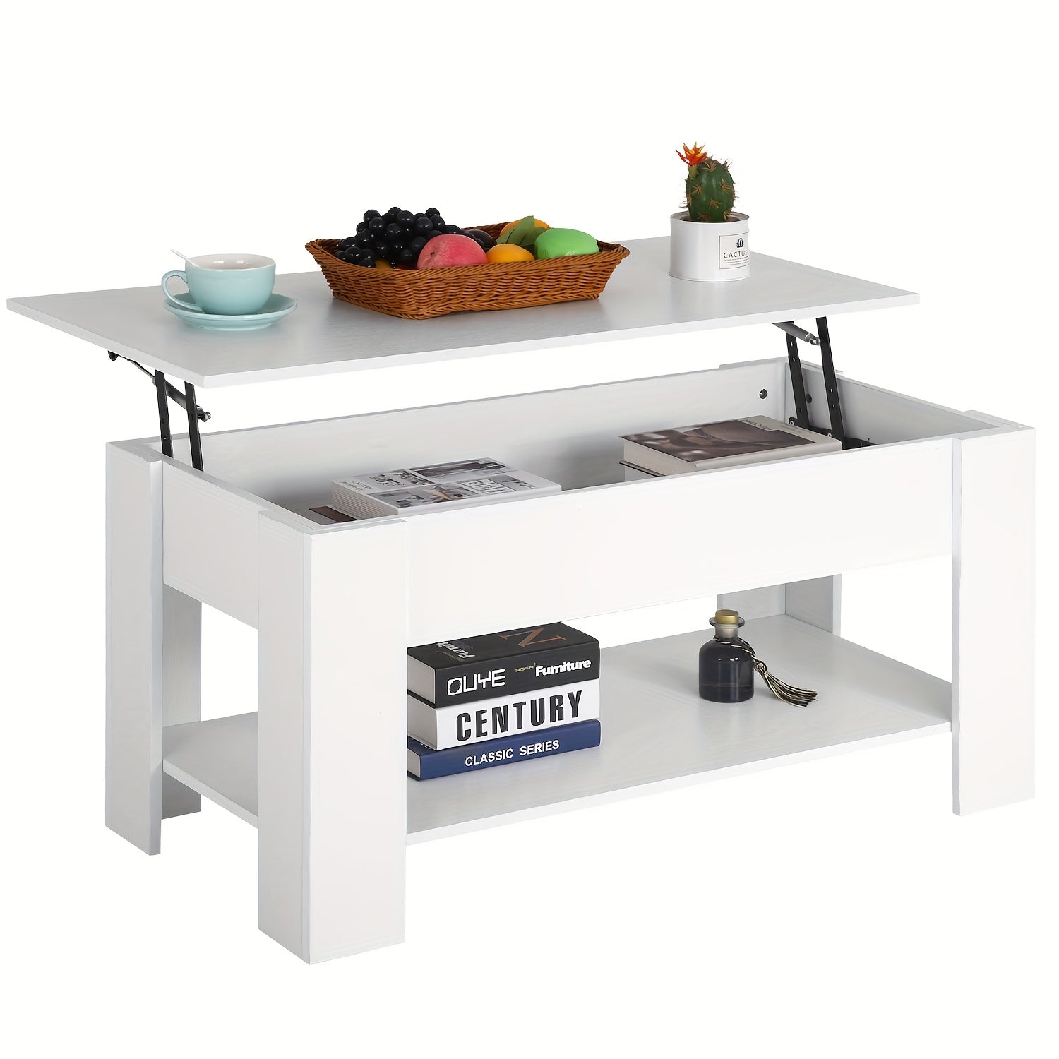 Coffee Table, Lift Top Coffee Table with Large Hidden Storage Shelf, Lift Tabletop Dining Table for Living Room, Home Small Space