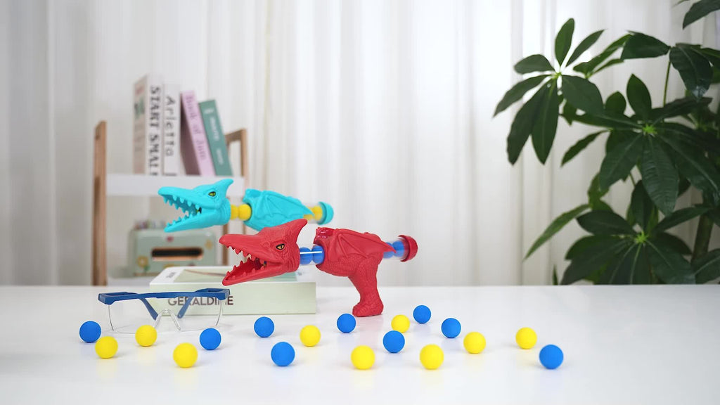 Dinosaur Shooting Game Toy with 48 Bullets Googles & 2 Launchers, Movable Dino Shooting Toy with Sound Light & Spray Boys Toys for 3 Ages And Up