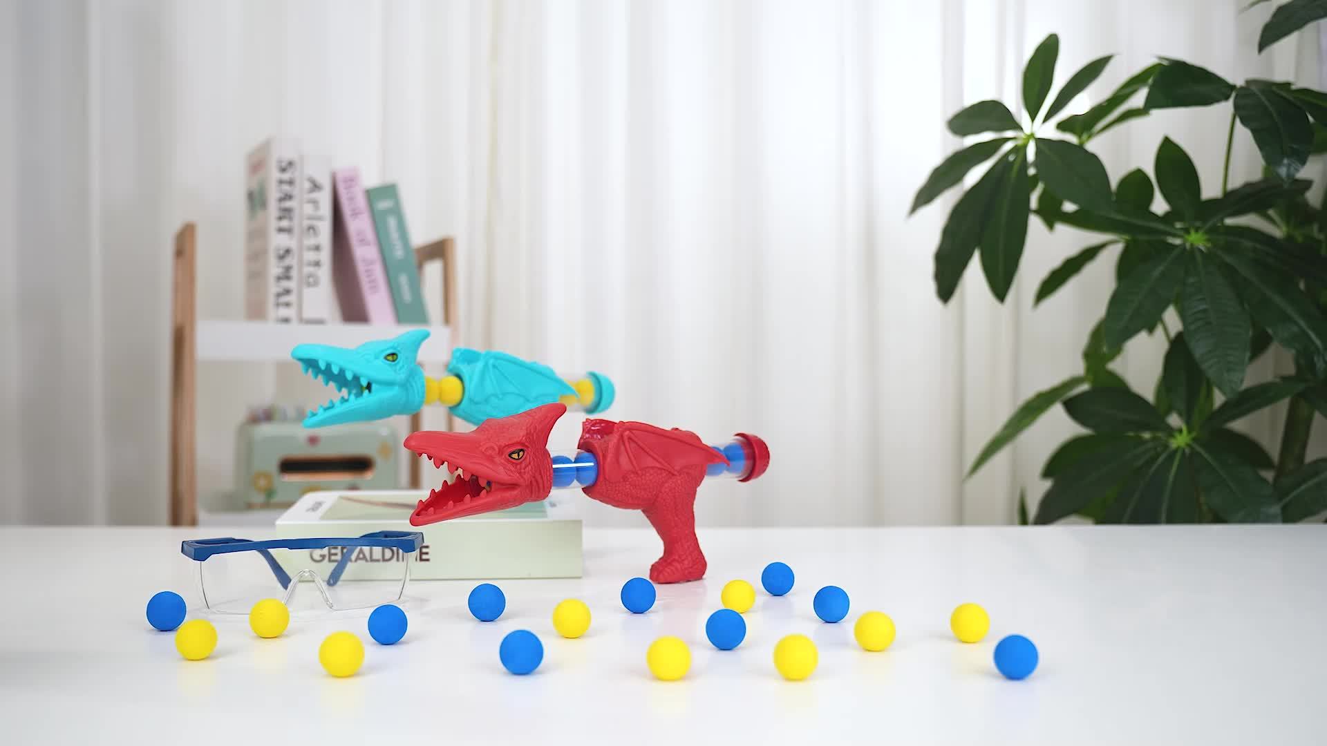 Dinosaur Shooting Game Toy with 48 Bullets Googles & 2 Launchers, Movable Dino Shooting Toy with Sound Light & Spray Boys Toys for 3 Ages And Up