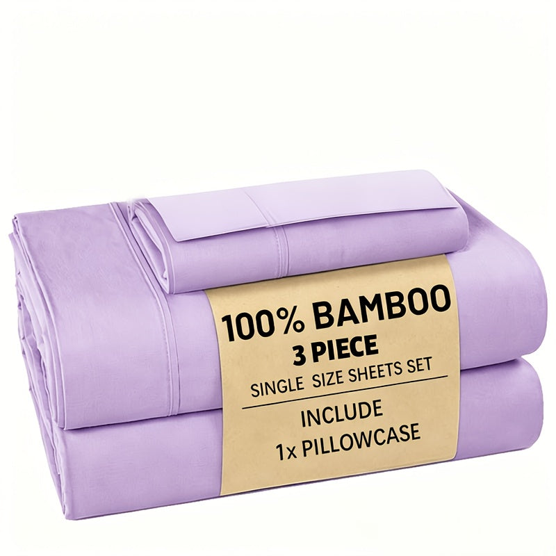 Bamboo Bed Sheet Set 3/4pcs – Soft Breathable Deep Pocket Sheets for Hot Sleepers, Durable Stitching, Twin Full Queen King, 11 Colours Including Assorted