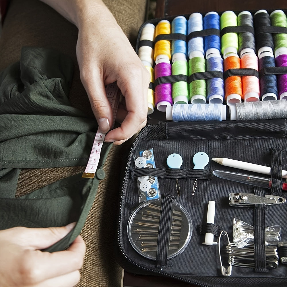Sewing Kit 100 Pieces with 24 Colour Threads - Complete Needle & Thread Kit for Emergency Repairs, Small Fixes & Travel, Mini Portable Sewing Supplies Set for Home, Dorm & On-the-Go