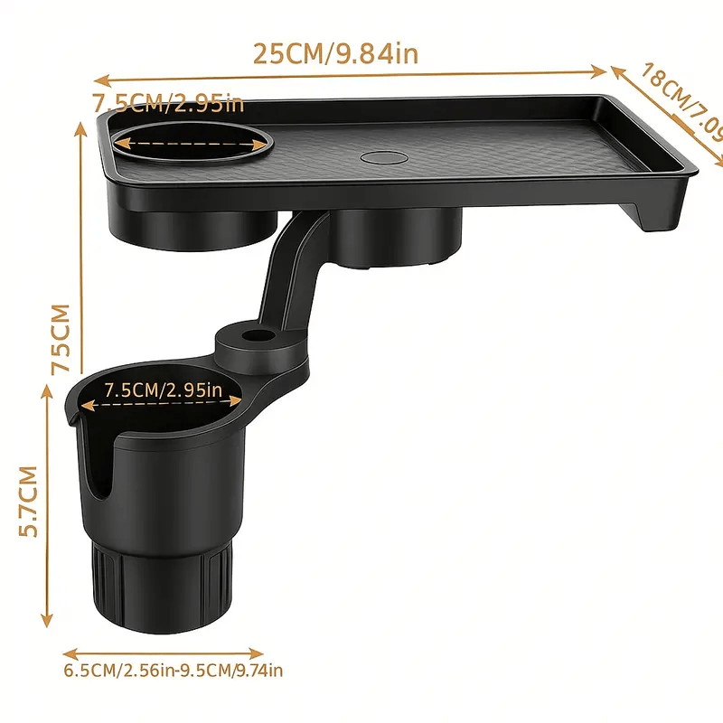 1 Expandable Car Cup Holder, 3-In-1 Multi-Functional Car Table, Made of Plastic, Essential Accessory for Road Trips, Beverage And Snack Storage in The Car, Large-Capacity Car Cup Holder, Additional Cup Holder, Car Cup Holder