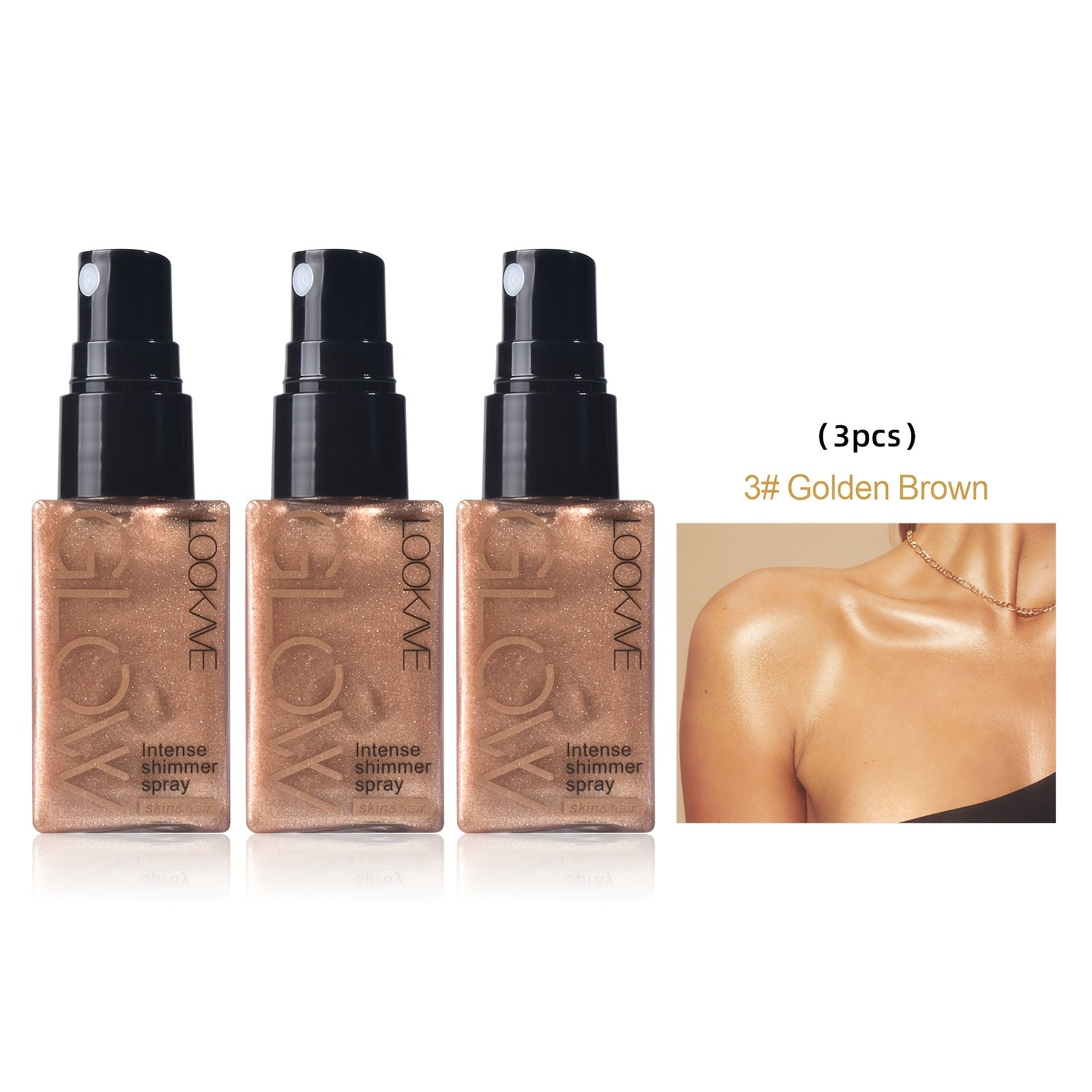 Glowing Highlighter Face & Body Powder – Luminous Shimmer Spray with Liquid Formula, Medium Coverage Instant Radiance for Eyes, Neck & Lips, Long-Lasting Body Glow (1.01oz)