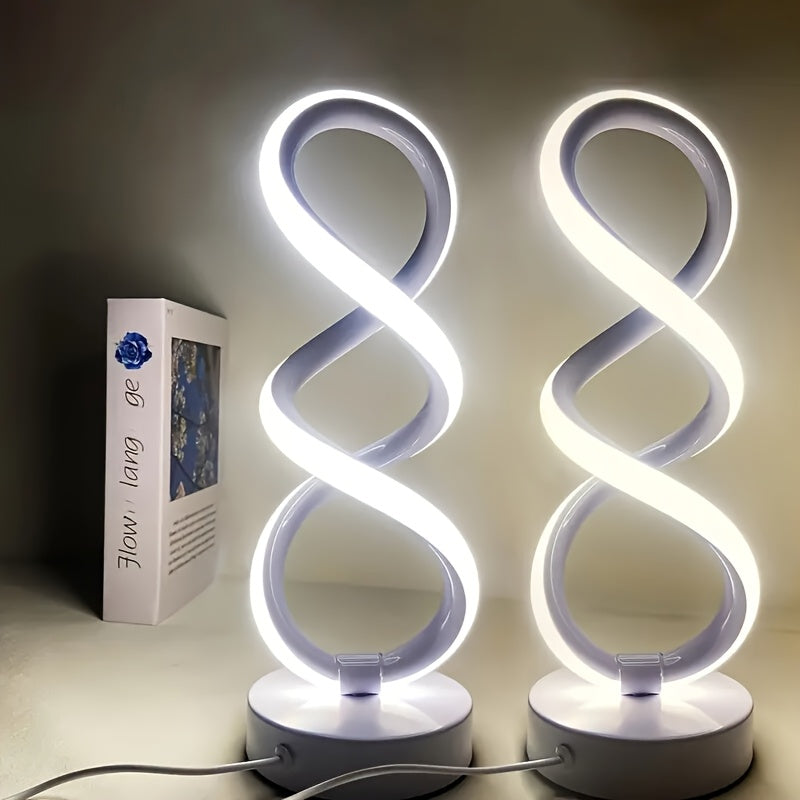 1/2pcs Spiral LED Table Lamp, Dimmable Modern Push Button Control Desk Light, 10 Adjustable Brightness, Metal Power Supply, Indoor Use for Bedroom, Living Room, Office, Home Decor, Perfect for Birthdays, Christmas, Valentine's, New Year Gift