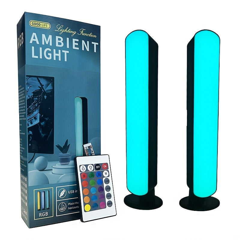 RGB LED Strip Light Geometric Table Lamp – USB Powered, Remote Control, Color-Changing Mood Light for Gaming, TV Backlighting, Room & Party Decoration