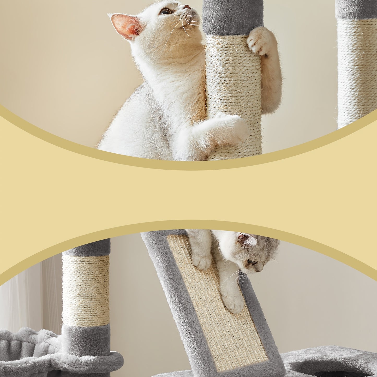 Cat Tree 81.1" 5-Level Plush Cat Condo – 13 Scratching Posts, 3 Caves, Hammock, Basket & Pompoms for Multi-Cat Indoor Households
