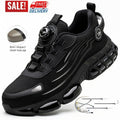 Rotating Lace Steel Toe Work Shoes Men – Puncture-Proof Breathable Non-Slip Safety Sneakers with Rotating Button, Lightweight Fashion Work Boots for Construction Site, Warehouse & Outdoor, US 7.5–12.5