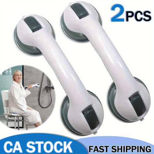 Bathroom Safety Grab Bar Set 2pcs – Non-Slip Suction Cup Handle, Durable Plastic, for Seniors & Individuals with Disabilities, Works on Glass, Tile & Marble | ShopVora CA