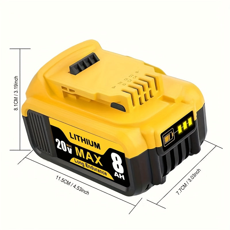 4/2/1 PACK 20V 8000Mah Lithium Battery Replacement Battery for Dewalt 20V Max Battery Compatible with for Dewalt Battery DCB200 DCB201 DCB206 DCB210 DCB203 Apply to 20V Chargers And Cordless Power Tools