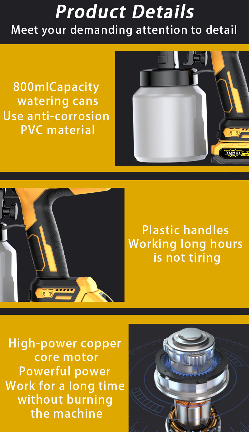 Cordless Paint Sprayer with Rechargeable Battery - High Pressure Electric Spray Gun for Easy and Efficient Painting of Furniture, Cabinets, Fences, Walls, and Doors - Ideal for Home Decoration and DIY Renovation Projects, Simplifies Cleaning Process