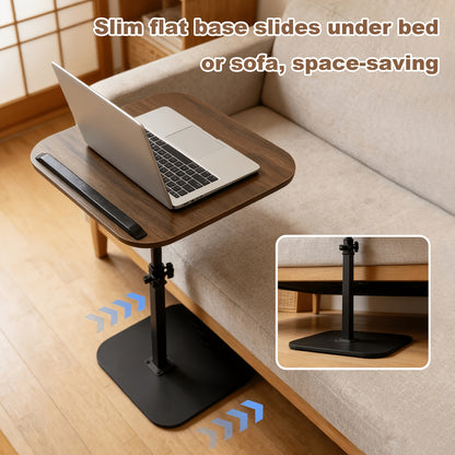 C-Shaped Side Table Adjustable Height, Metal Frame Wooden Top Sofa End Table, Mobile Laptop Desk for Living Room Bedroom Bedside, Multi-Functional Coffee Table Tray for Home Office RV – Modern Lift Table