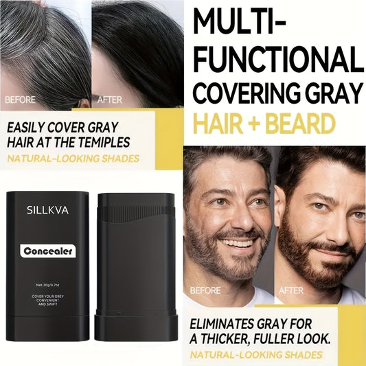 SILLKVA Hair & Beard Color Concealer Comb with Fine Teeth | 5 Colors Available for Precise Root Touch-Up And Mustache Coloring | Waterproof Gray Coverage Formula, 0.7oz