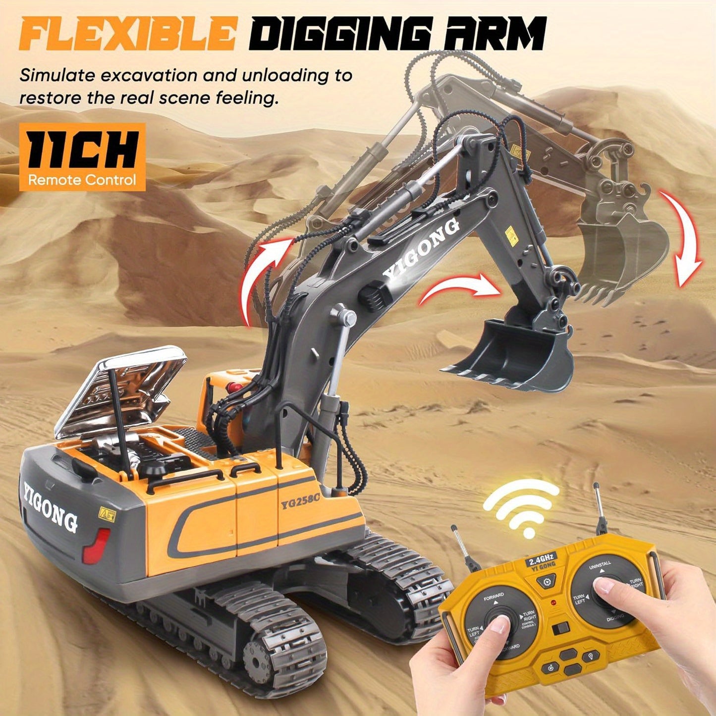RC Mini Excavator Toy with App & Remote Control – 11-Channel Alloy Engineering Truck, High-Tech Construction Vehicle Gift for Adults & Kids