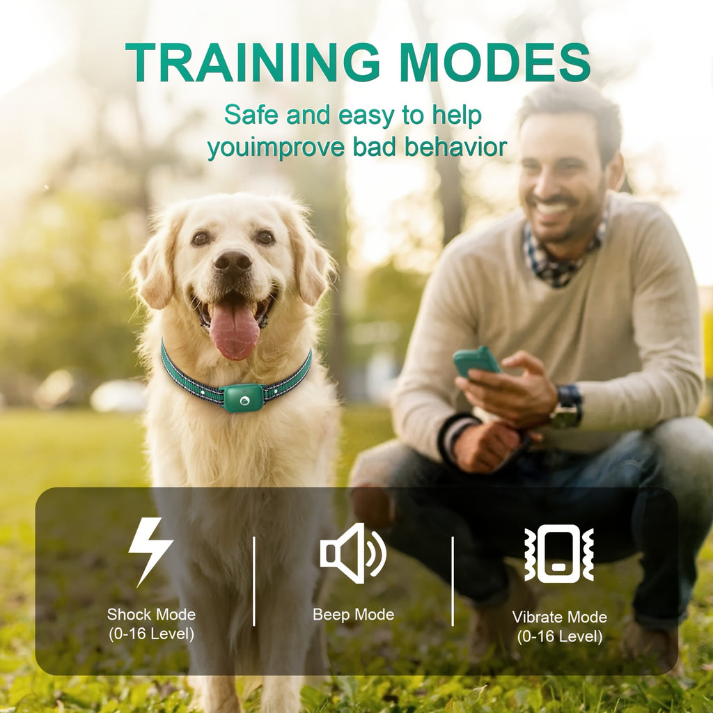 Remote Dog Training Collar with Electric Shock, Vibration & Bark Alarm Suitable for Large/Medium Dogs, Shockproof Collar with Receiver, Training Icons & Modes for Obedience, Tracking, Behavior