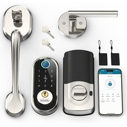SMONET Smart Lock Front Door Fingerprint Keyless Entry Digital Keypad Deadbolt with Electronic Handle, Auto Lock & Wireless App Control — Home Exterior Door Canada