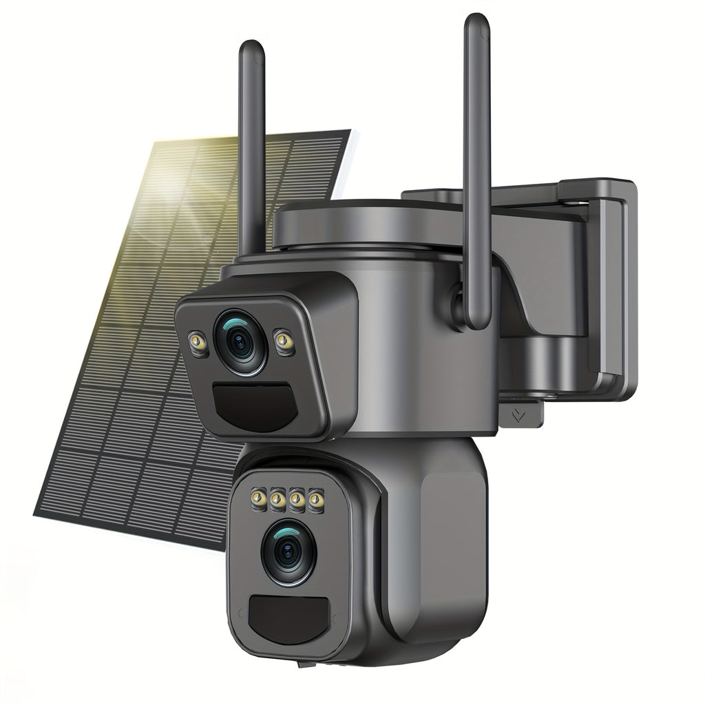 2K Solar PTZ Security Camera 10X Zoom 360° WiFi, Spotlight Alarm Motion Detection Colour Night Vision Two-Way Audio – Solar Bullet + PTZ Dual Camera Outdoor CCTV System