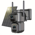 2K Solar PTZ Security Camera 10X Zoom 360° WiFi, Spotlight Alarm Motion Detection Colour Night Vision Two-Way Audio – Solar Bullet + PTZ Dual Camera Outdoor CCTV System