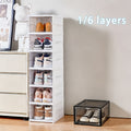 6-Layer Transparent Shoes Box Thickened Foldable Sneaker Shoe Organizers Stackable Dustproof High-Top Cabinet Shoe Rack Shelf