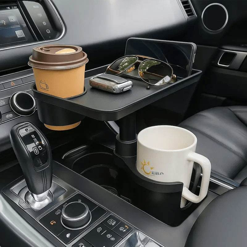 1 Expandable Car Cup Holder, 3-In-1 Multi-Functional Car Table, Made of Plastic, Essential Accessory for Road Trips, Beverage And Snack Storage in The Car, Large-Capacity Car Cup Holder, Additional Cup Holder, Car Cup Holder