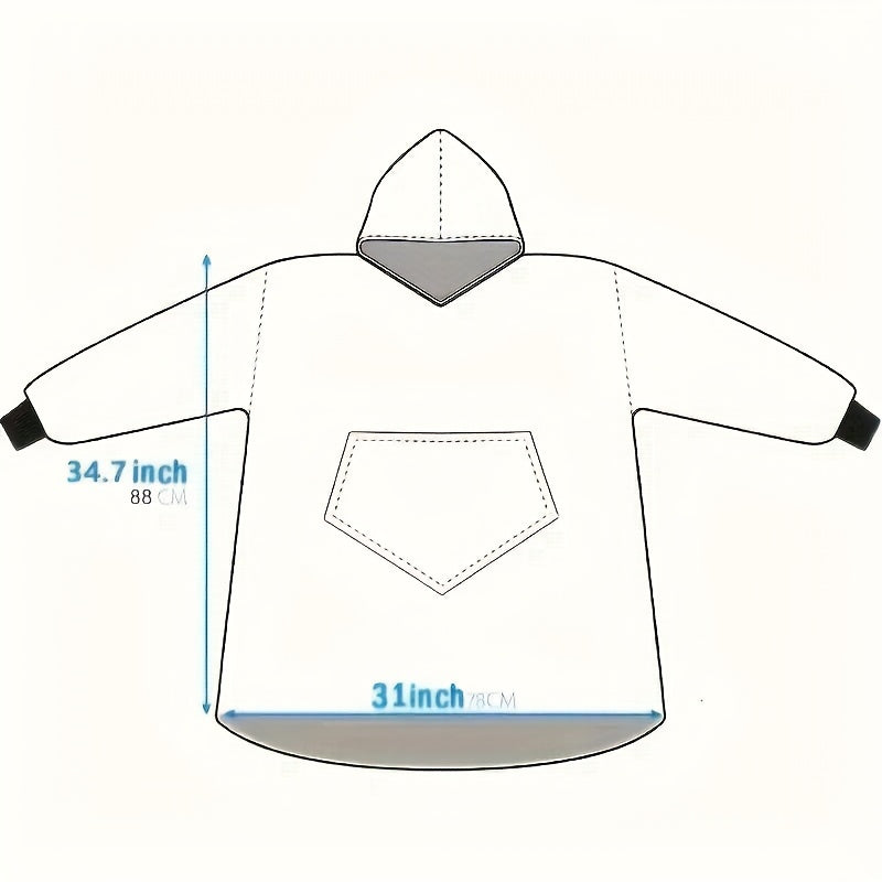 Wearable Blanket Sweatshirt with Kangaroo Pocket – Reversible Flannel Oversized Hoodie Blanket for Autumn Winter Travel & Lounging, Machine Washable Warm Wearable Throw, Holiday Gift