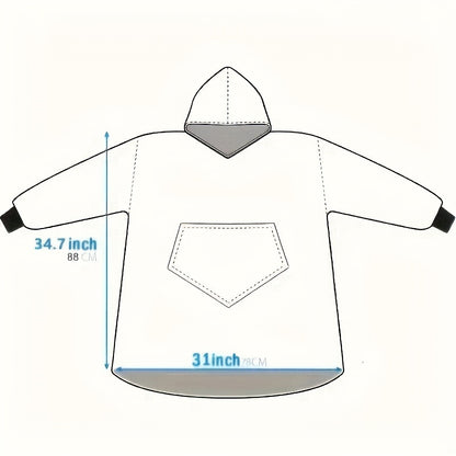 Wearable Blanket Sweatshirt with Kangaroo Pocket – Reversible Flannel Oversized Hoodie Blanket for Autumn Winter Travel & Lounging, Machine Washable Warm Wearable Throw, Holiday Gift