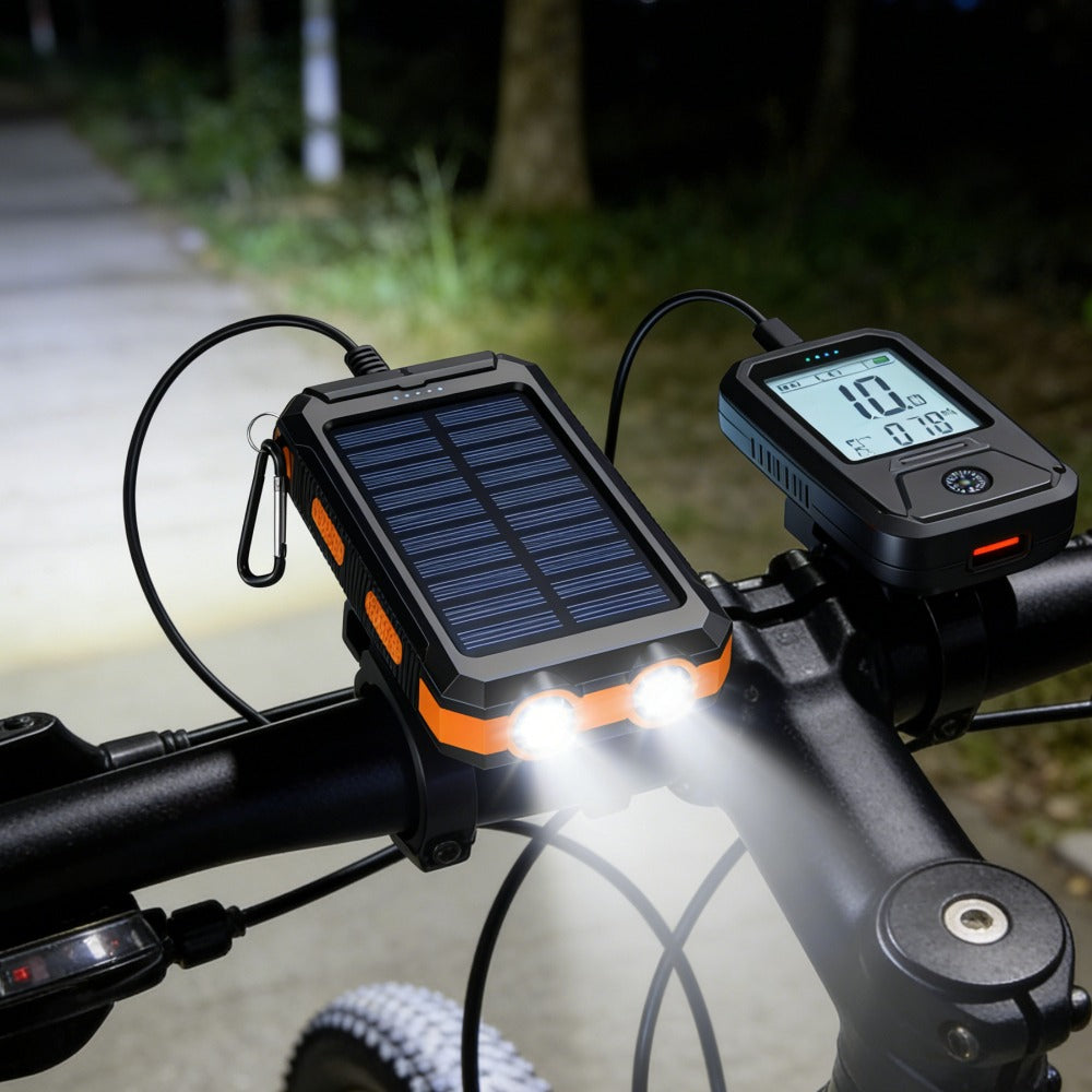 Solar Power Bank 20000mAh with Compass & LED Flashlight - Portable Outdoor Camping Phone Charger, Dual USB External Battery Pack for Hiking Backpacking Travel Emergency