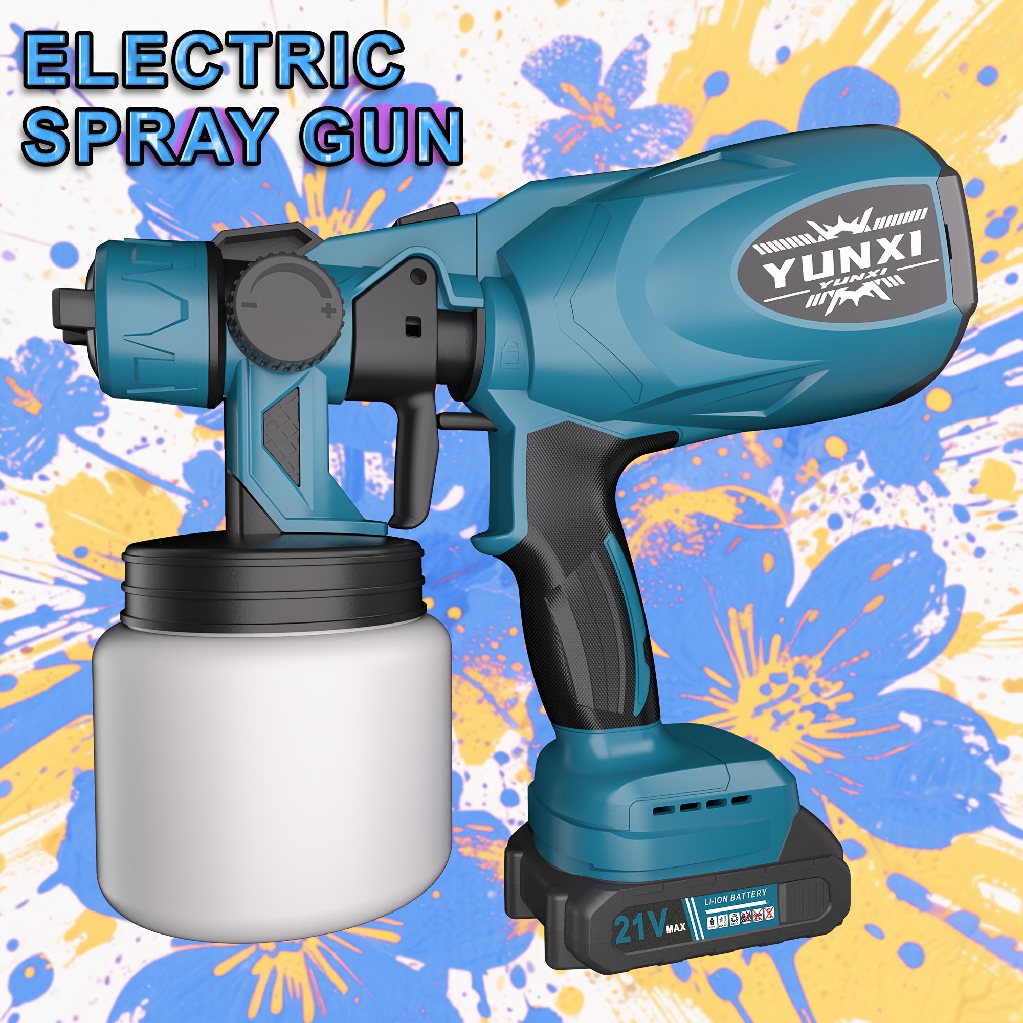 Cordless Electric Paint Spray Gun - Rechargeable Lithium Battery HVLP Sprayer for Home Walls, Furniture, Cabinets, Fences & Doors - Wireless High-Voltage Airless Painting Tool, Easy to Clean