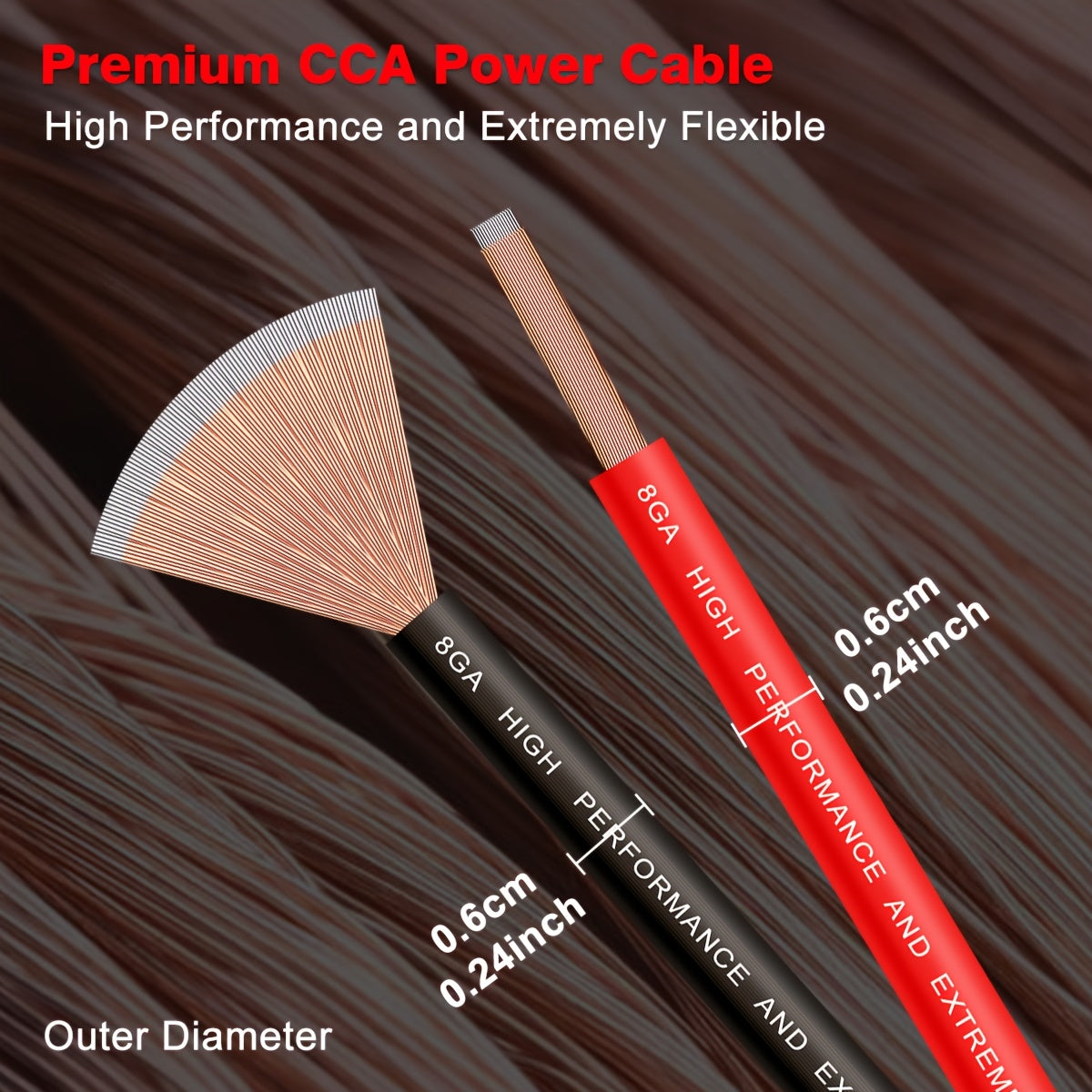 25 Feet of Black And 25 Feet of Red 8 Gauge CCA Wire, Suitable for Automotive Applications, Car Audio Battery Connections, Power And Ground Wiring, Marine Use, Welding, And Electrical Audio Setups for Amplifiers, Without Battery