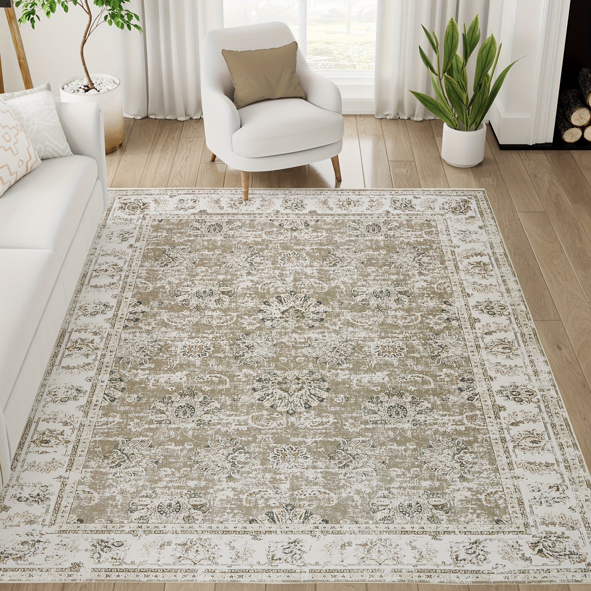 JINCHAN 8x10 Washable Vintage Floral Area Rug – Boho Retro Thin Accent Carpet for Living Room, Bedroom, Kitchen & Farmhouse, Multiple Colours | ShopVora CA