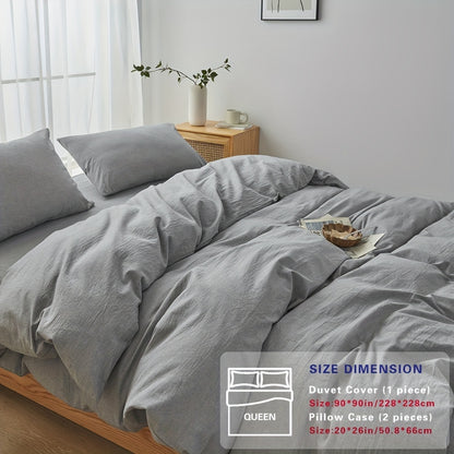 100% Washed Cotton Duvet Cover Set – Breathable, Durable & Ultra-Soft Comfy Bedding Set for All Seasons, Multiple Sizes & Colours