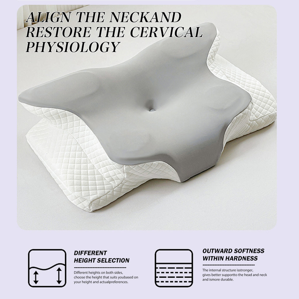 1pc Memory Foam Pillows Butterfly Shaped Relaxing Cervical Slow Rebound Neck Pillow Sleeping Orthopedic Pillow Bedding,Cervical Pillow for Neck and Shoulder, Memory Foam Neck Pillow, Upgraded Ergonomic Orthopedic Neck Support Pillow for Back Side Stomach