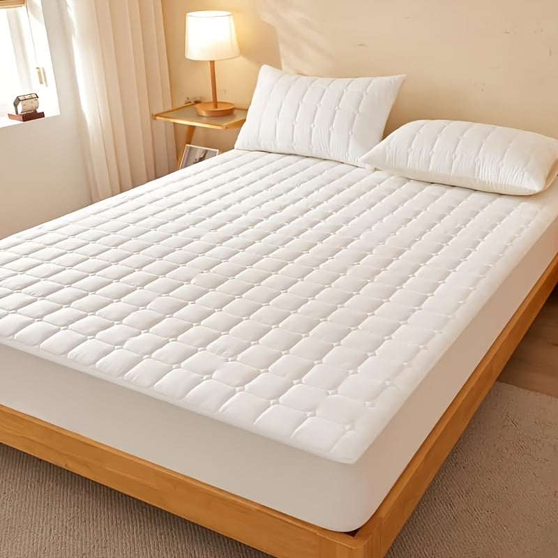 Quilted Fitted Sheet Solid Colour – Soft Breathable Wrinkle-Resistant All-Season Bed Sheet, Minimalist Modern Design, Machine Washable, Ideal for Bedroom, Apartment, Dorm & Hotel