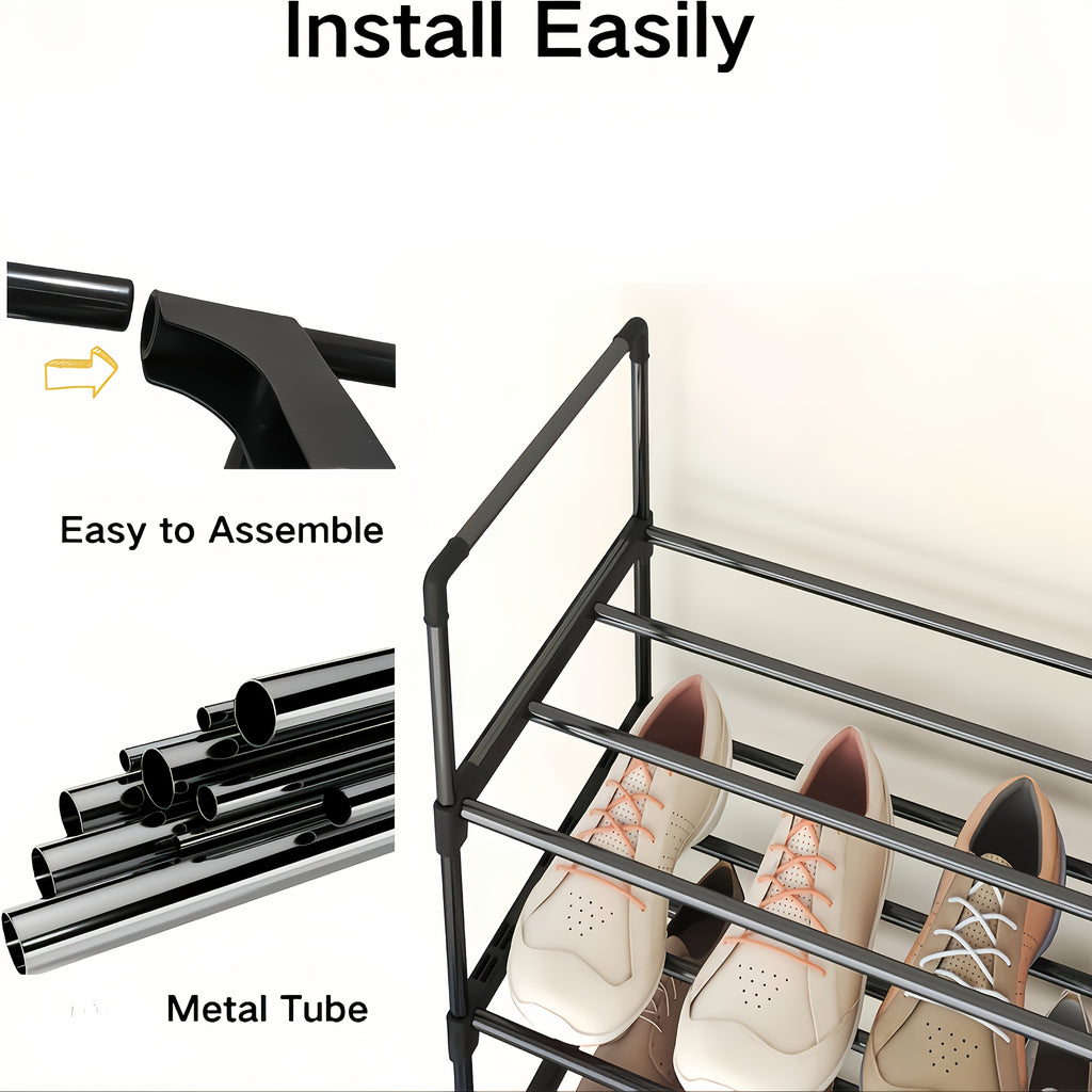 8-Layer Shoe Rack Black Large Capacity Freestanding Organizer for Entryway Hallway Bedroom Living Room - Easy Assembly Stackable Storage Shelf, Canada