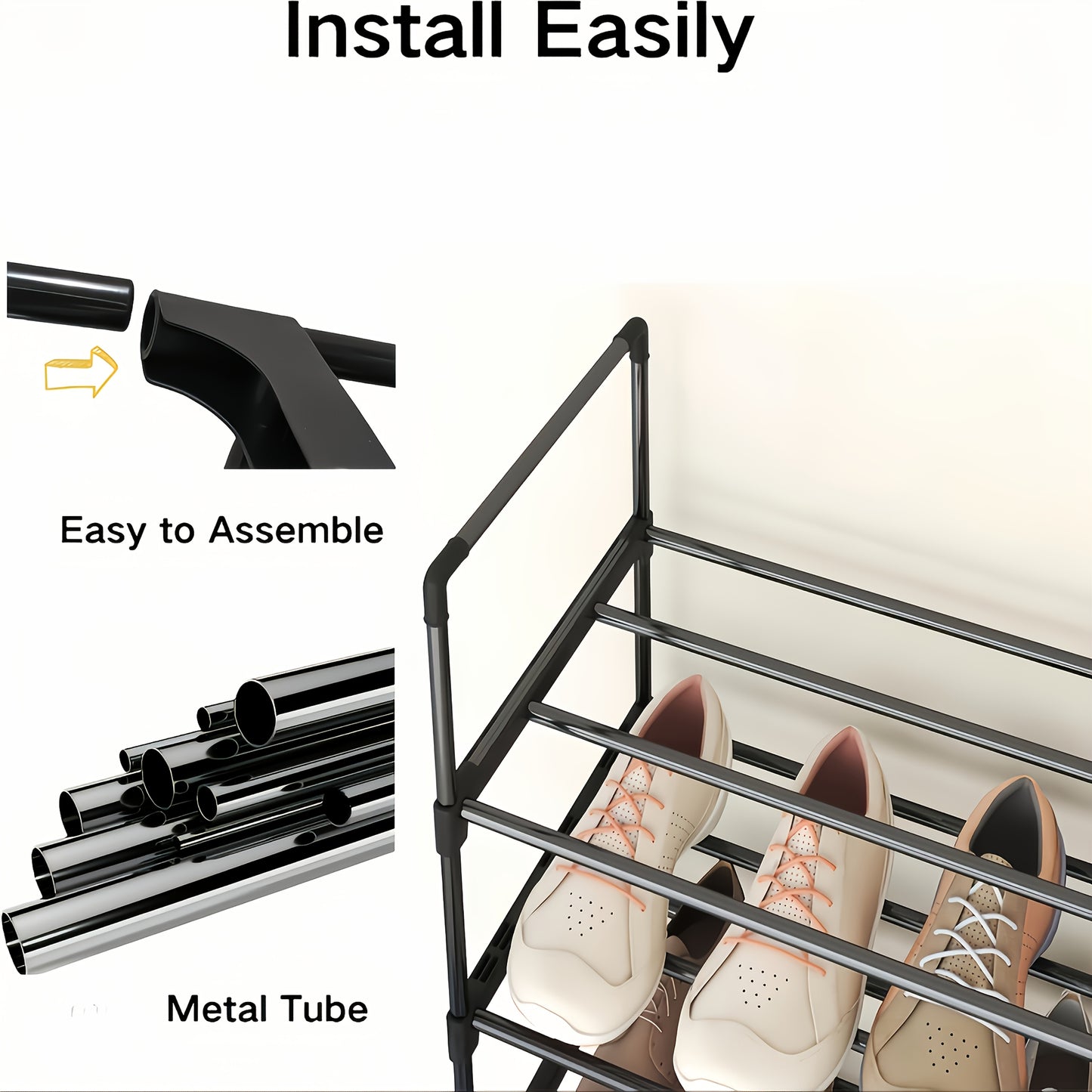 8-Layer Shoe Rack Black Large Capacity Freestanding Organizer for Entryway Hallway Bedroom Living Room - Easy Assembly Stackable Storage Shelf, Canada