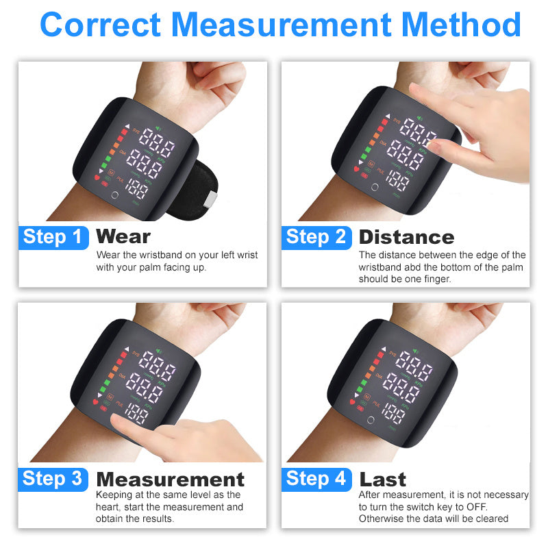 1pc Wrist Blood Pressure Monitor with LCD Display, Adjustable Cuff, Pulse Rate Detection & Irregular Heartbeat Alarm - Blood Pressure Measurement | USB Charging | Sound Playback Function, The Best Gift for Family And Friends