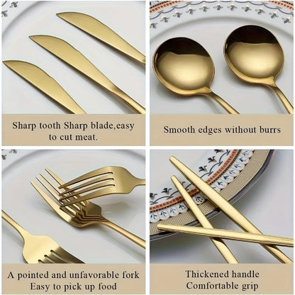 Stainless Steel Cutlery Set 30/60 Piece – Mirror Polished Flatware with Steak Knife, Dinner Fork, Spoon, Teaspoon, Dessert & Fruit Fork, Coffee Spoon – Ideal for Family, Restaurant, Hotel, Wedding Canada