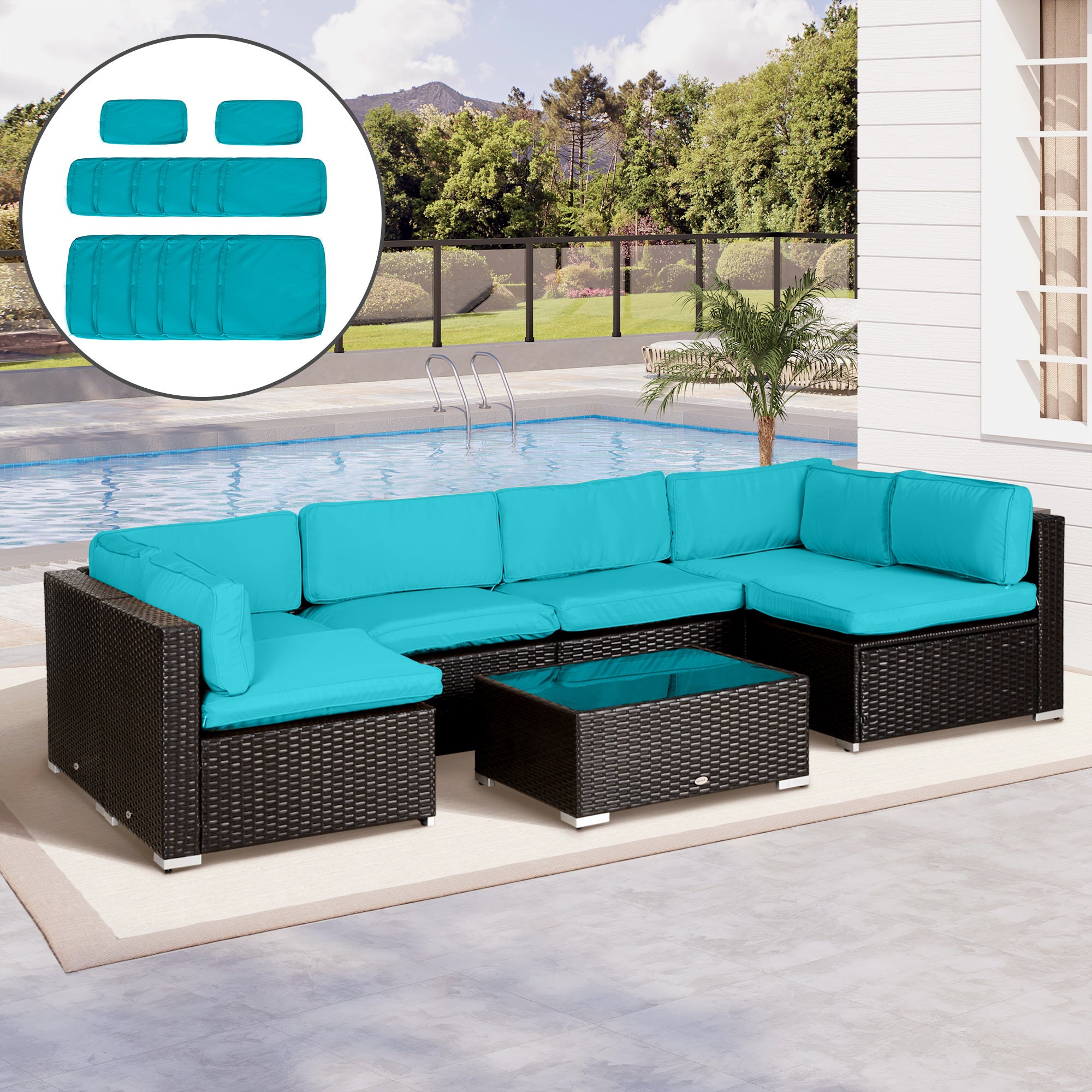 14Pcs Outdoor Cushion Covers, Patio Cushion Covers Replacement for Rattan Sofa Set - No Cushion Included, Navy Blue